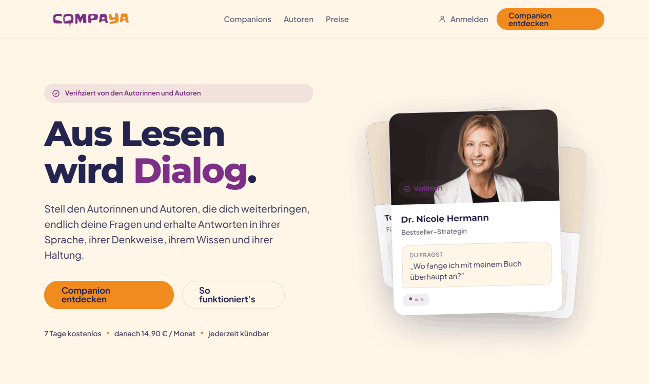 Gestaltungsvorschau der Compaya-Plattform